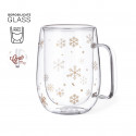 Tasse isotherme en verre avec flocons de neige - Tasse isotherme en verre avec flocons de neige