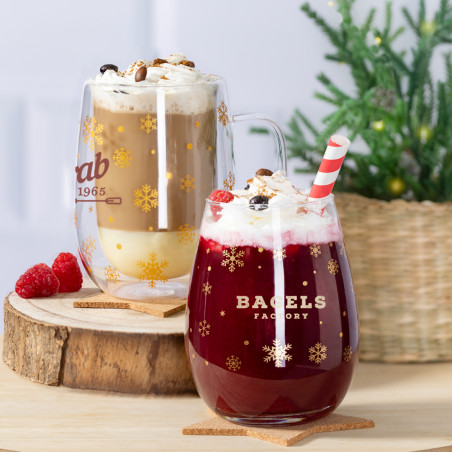 Tasse isotherme en verre avec flocons de neige - Tasse isotherme en verre avec flocons de neige