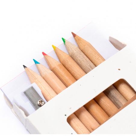 Crayons de couleur avec bloc à dessin graines et taille-crayon dans un étui en carton - Ensemble de graines Elaris