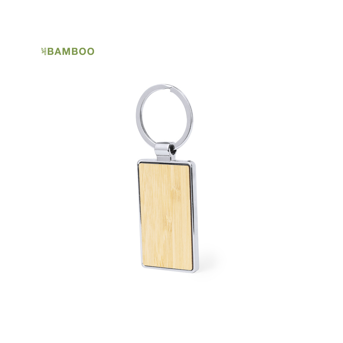 Porte clés en bambou avec bord en métal avec formes - Porte-clés Arixon