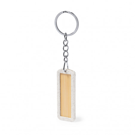 Porte clés écologique en bois de bambou et canne de blé à offrir en cadeau - Porte-clés Veterson