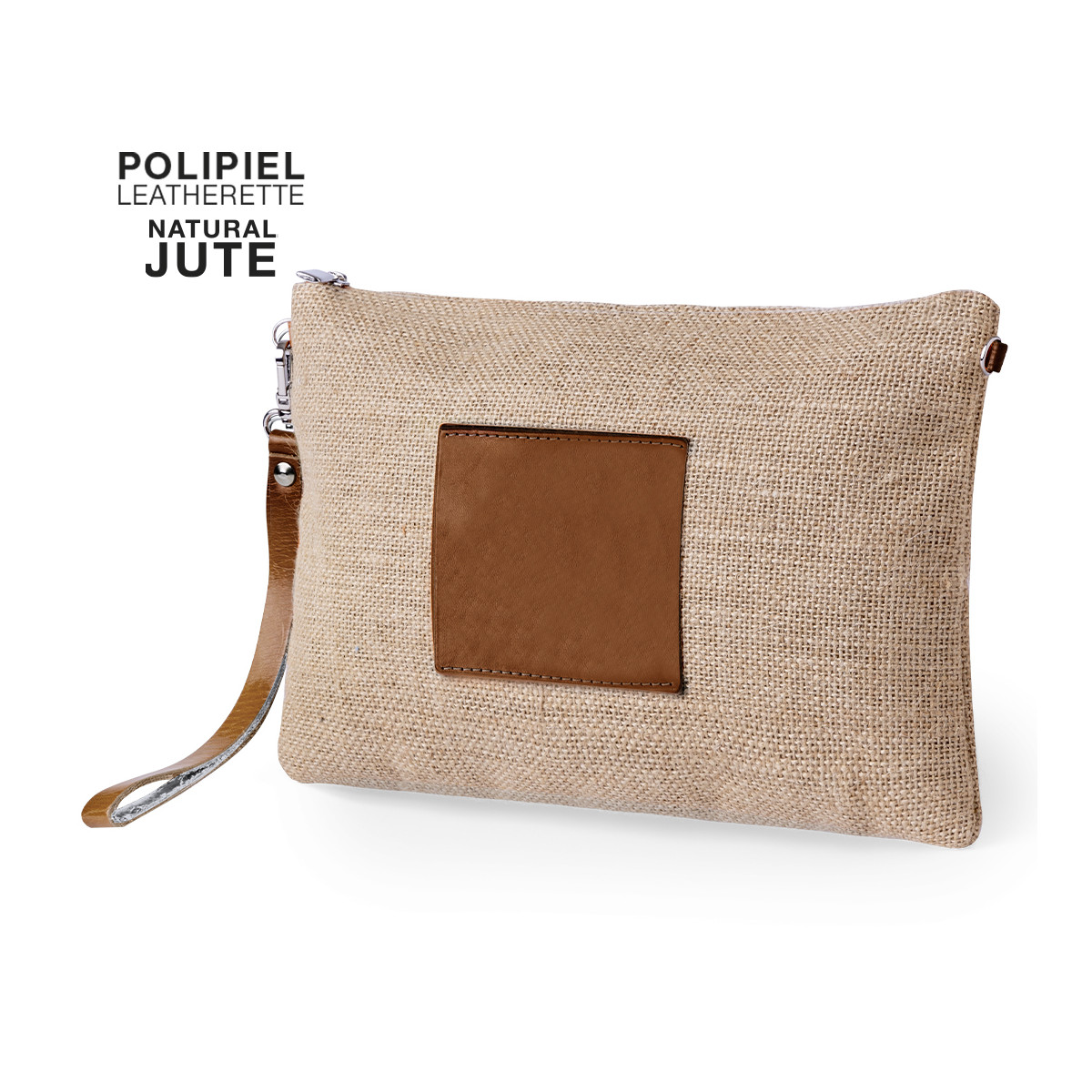 Trousse de toilette en jute avec détails multifonctionnels en similicuir avec poignée - Trousse de toilette Tashi