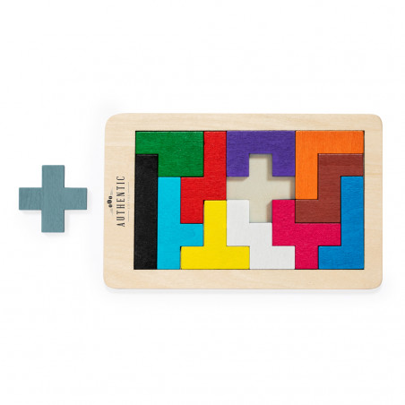 Puzzle Tetris en bois avec pièces colorées - Puzzle Tetris en bois avec pièces colorées