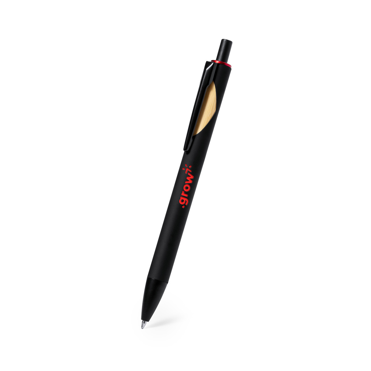 Stylo métallique noir et détail en bambou à offrir en cadeau - Stylo Piklam