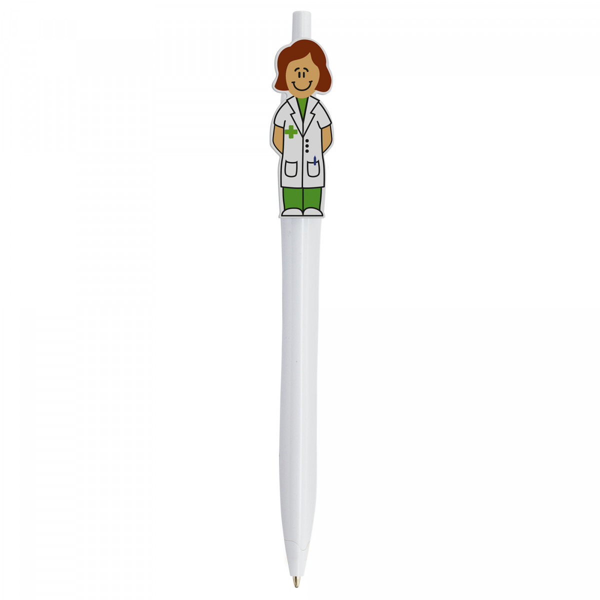 Stylo avec la figure d'une pharmacienne à offrir