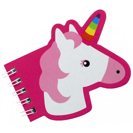 Carnet licorne et crayons de couleur dans une boîte licorne dans un sachet avec adhésif personnalisé pour plus de détails