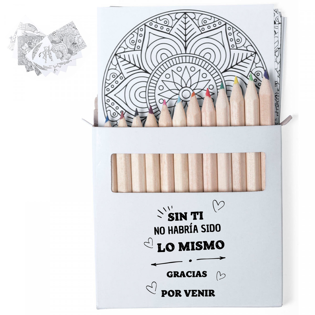 Set de coloriage avec feuilles de mandala et autocollant de remerciement pour plus de détails