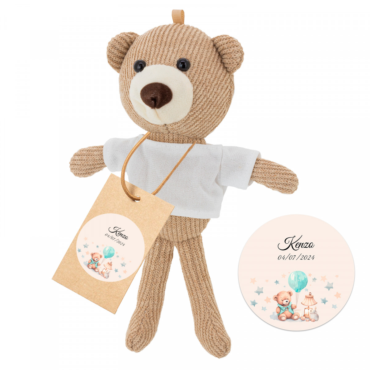 Ours en peluche avec carte suspendue personnalisée pour plus de détails