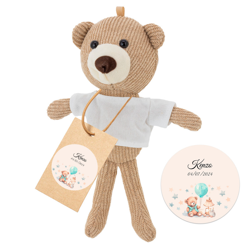 Ours en peluche avec carte suspendue personnalisée pour plus de détails