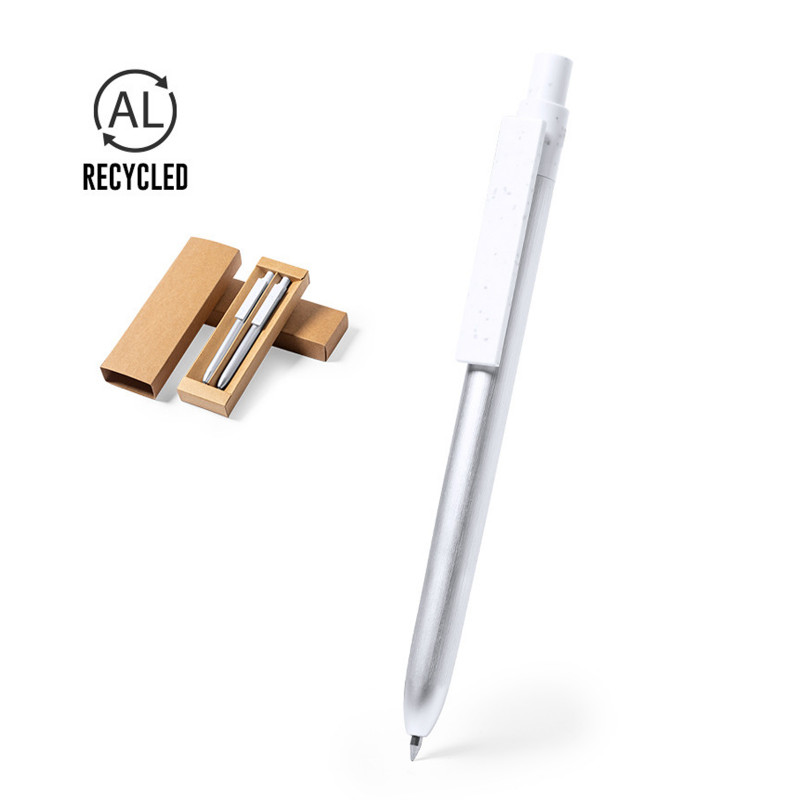 Stylo à bille et roller en aluminium recyclé écologique pour ordinateur de bureau