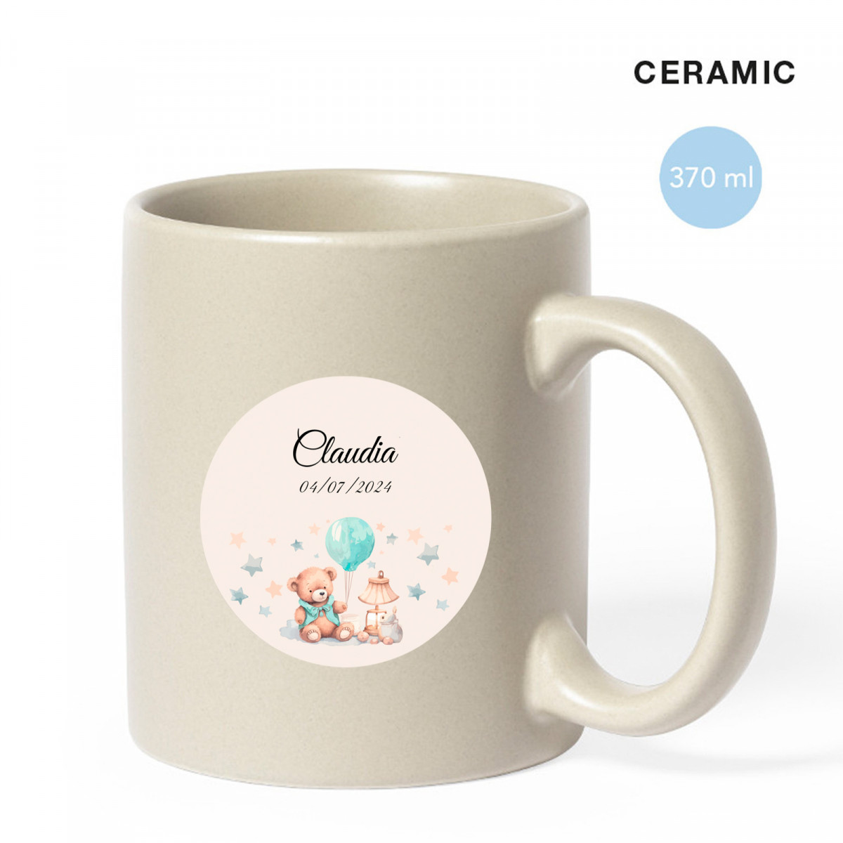 Mug en céramique personnalisé pour les détails du baptême