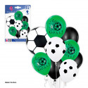 Ballons de football imprimés en paquet de 9 formes différentes en vert, blanc et noir