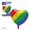 Ballon aluminium en forme de coeur drapeau de fierté arc-en-ciel 60cm