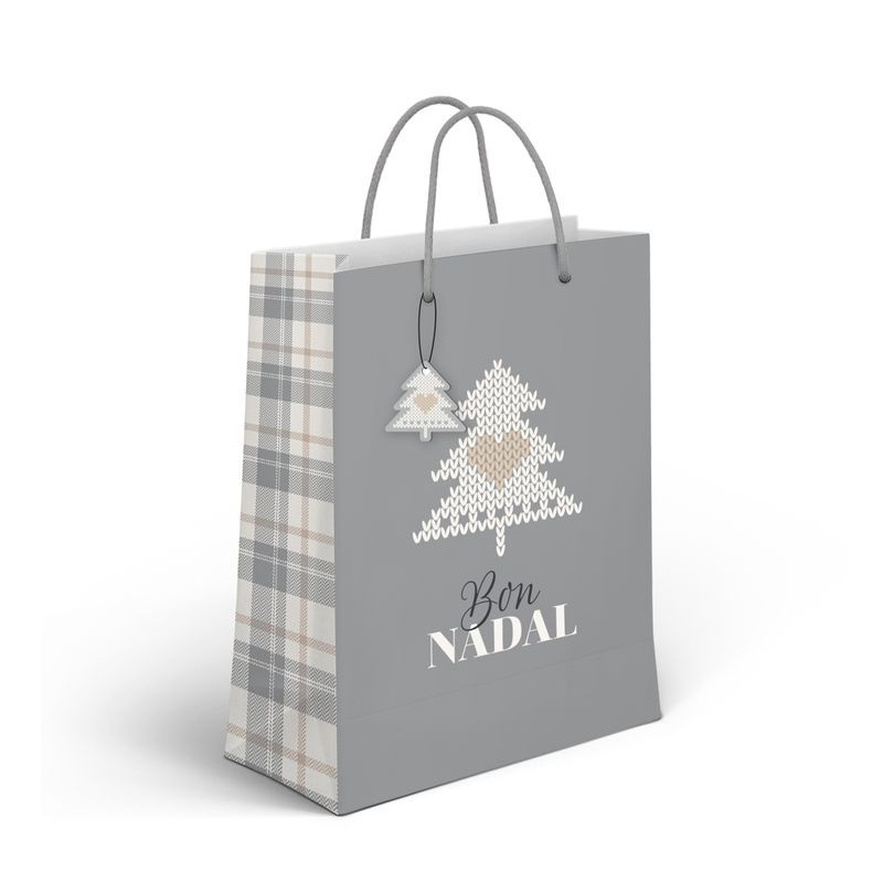 Sac cadeau de Noël en papier Bon Nadal 18x23cm