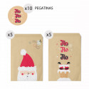 Enveloppes kraft de Noël Père Noël 10 unités 13x16cm et autocollants