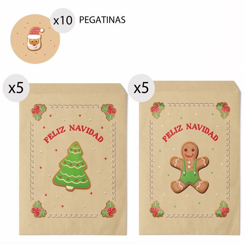 Enveloppes cadeaux 16x24 pour Noël Sweet Christmas 10 unités