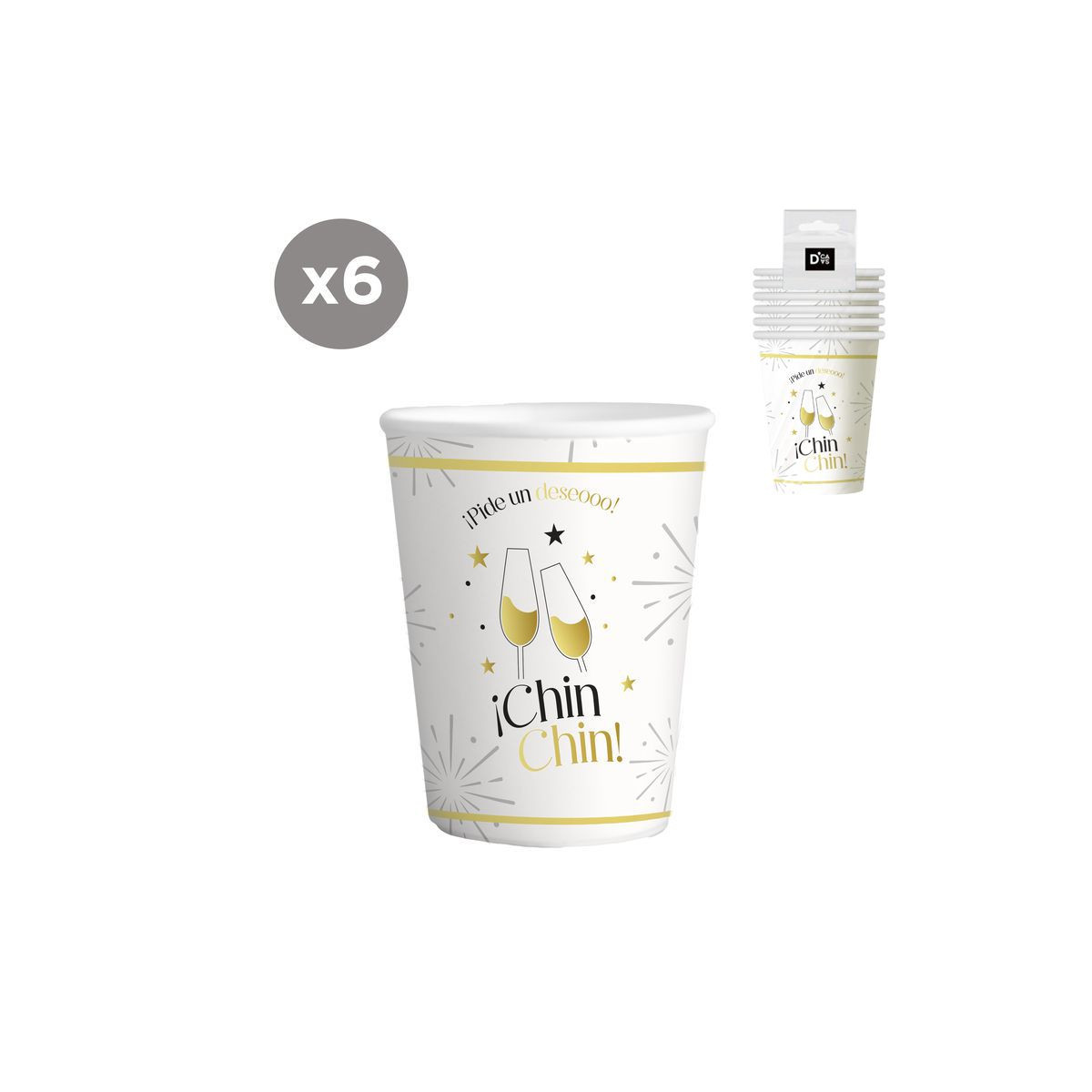 Gobelet en carton 6 unités 266ml chin chin