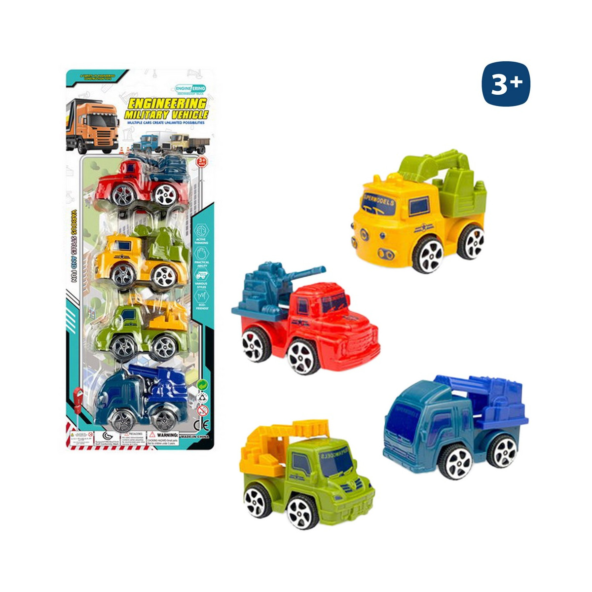 Camions jouets militaires, lot de 4