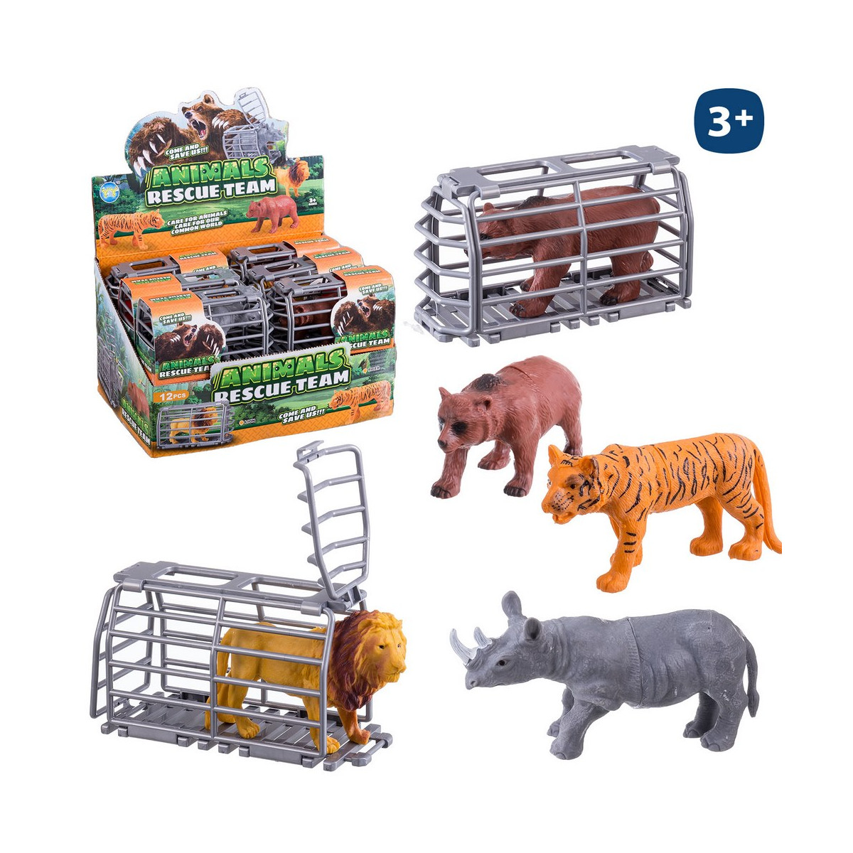 Figurine animale avec jeu de sauvetage en cage pour garçons et filles