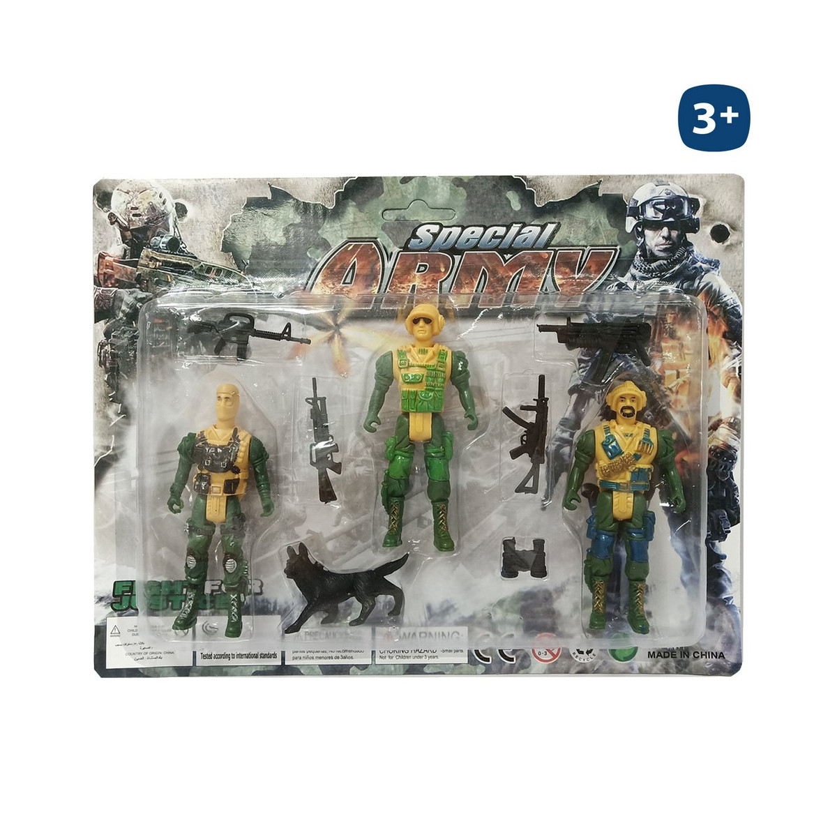 Figurines militaires 3 unités soldats avec accessoires pour jouer