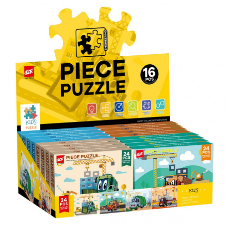 Puzzle 24 pièces véhicules de construction pour enfants