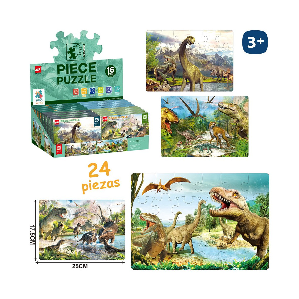 Puzzle de 24 pièces avec des dinosaures réalistes à offrir aux enfants