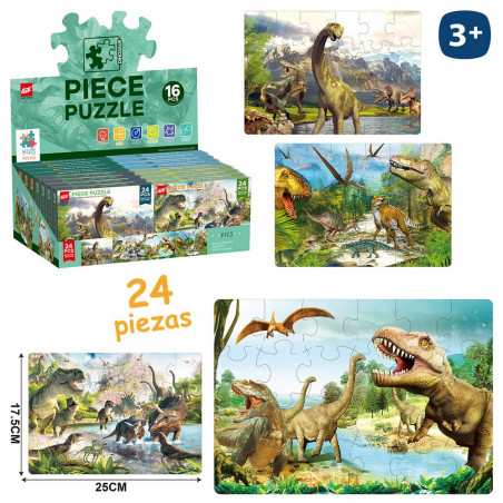 Puzzle de 24 pièces avec des dinosaures réalistes à offrir aux enfants