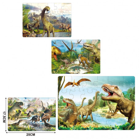 Puzzle de 24 pièces avec des dinosaures réalistes à offrir aux enfants