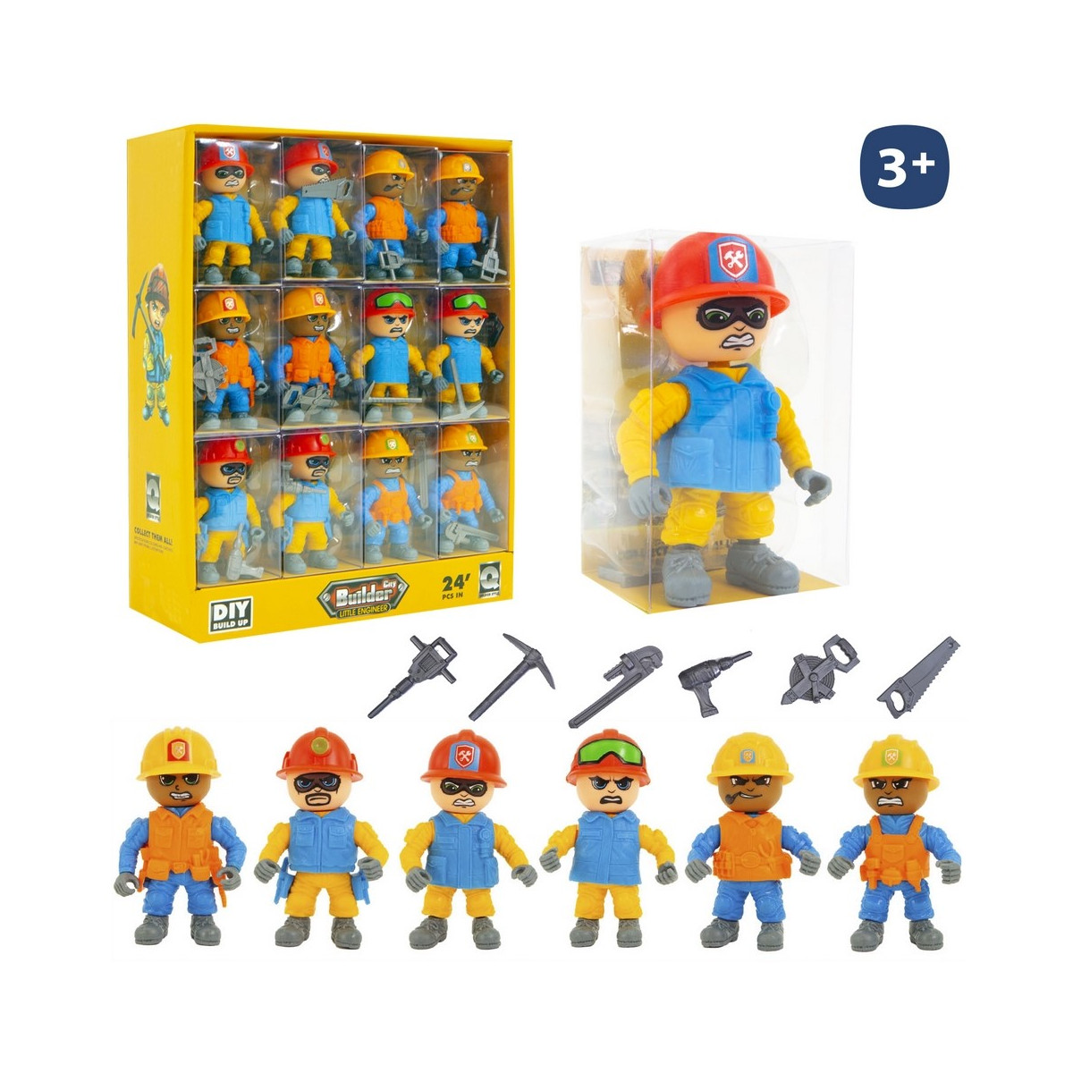 Figurine articulée des travaux publics en jouet avec accessoires