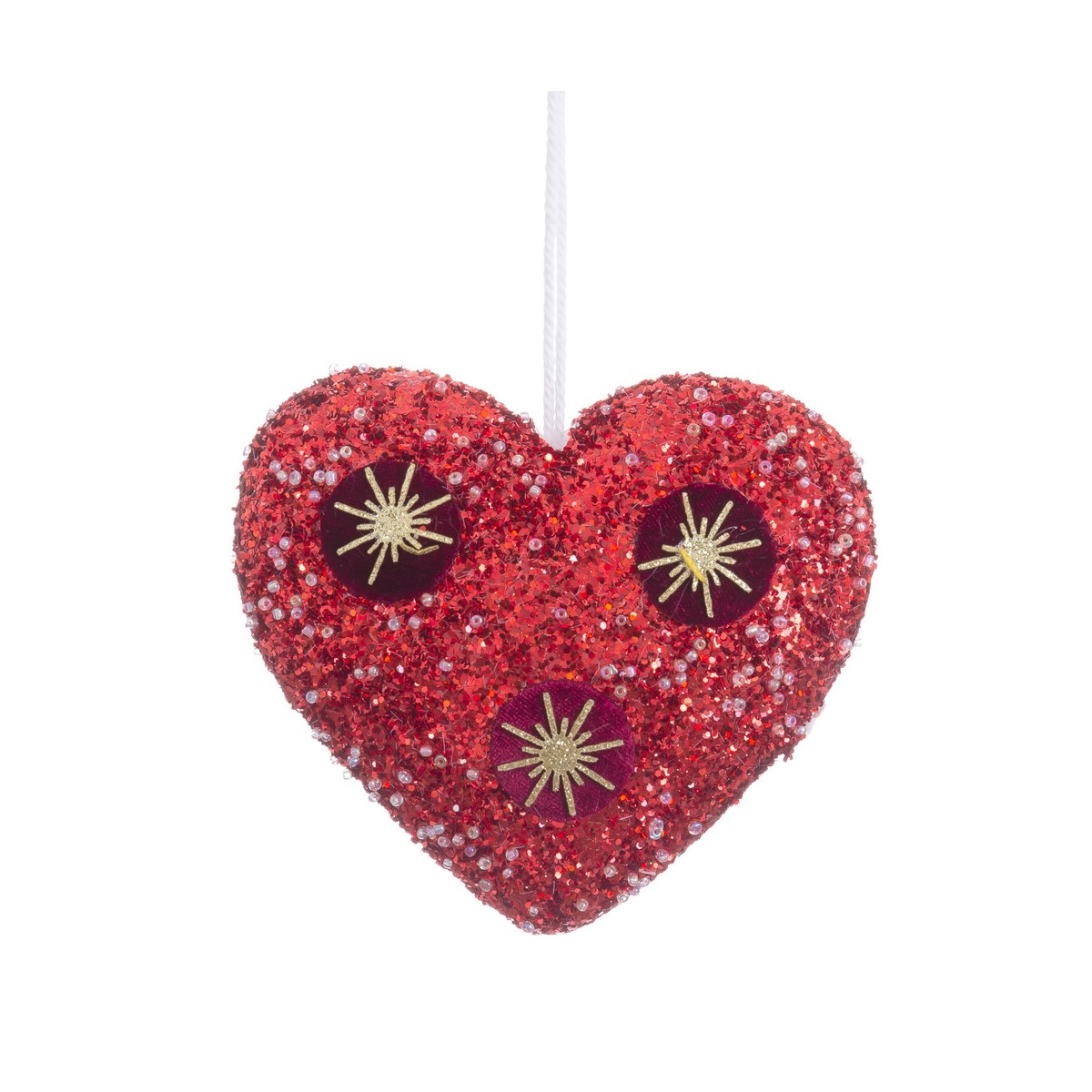 Pendentif forme coeur de Noël en mousse rouge 13cm