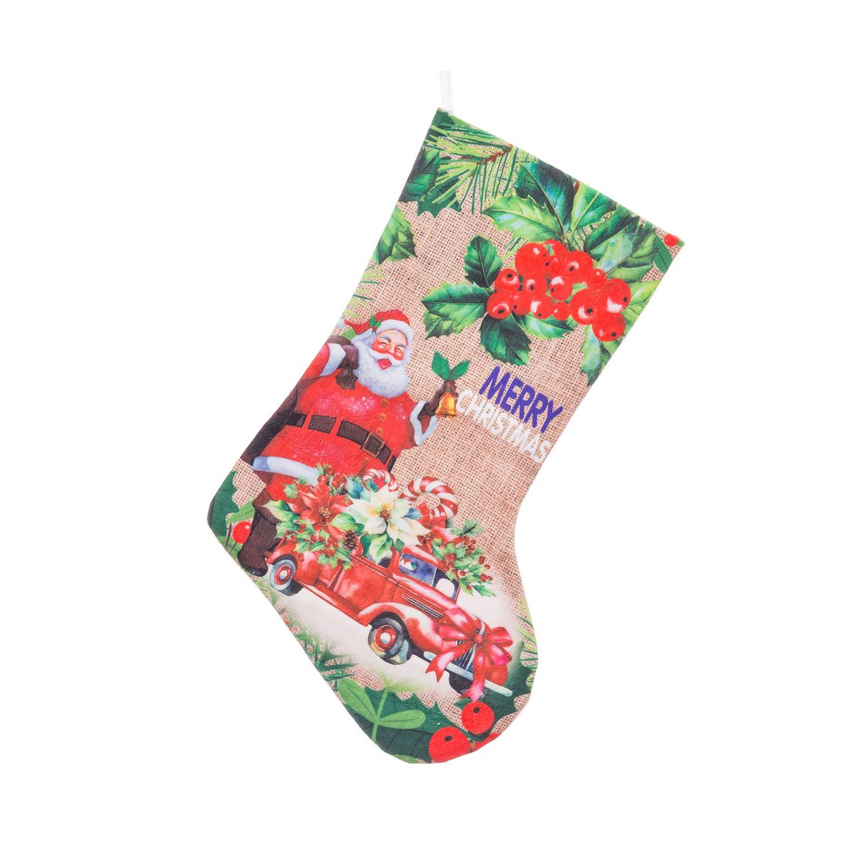 Chaussette de Noël rustique Père Noël