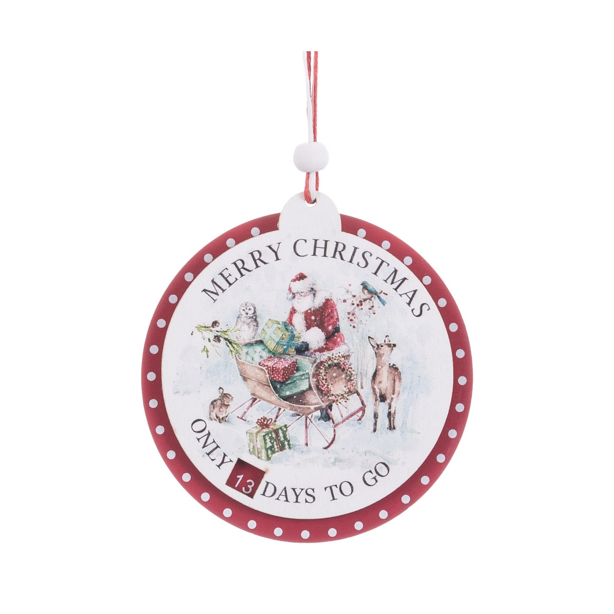 Pendentif de Noël en bois avec calendrier