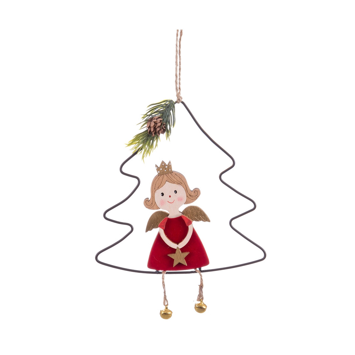 Pendentif de Noël en forme d'arbre avec un ange