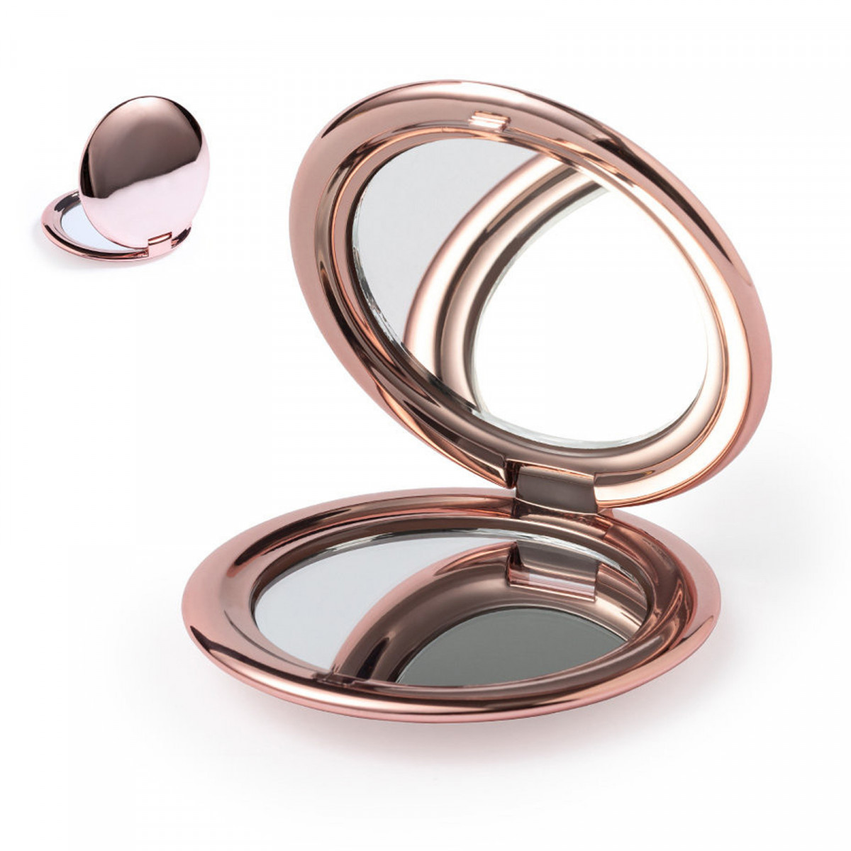 Miroir pliant double rond en métal en 3 coloris au choix