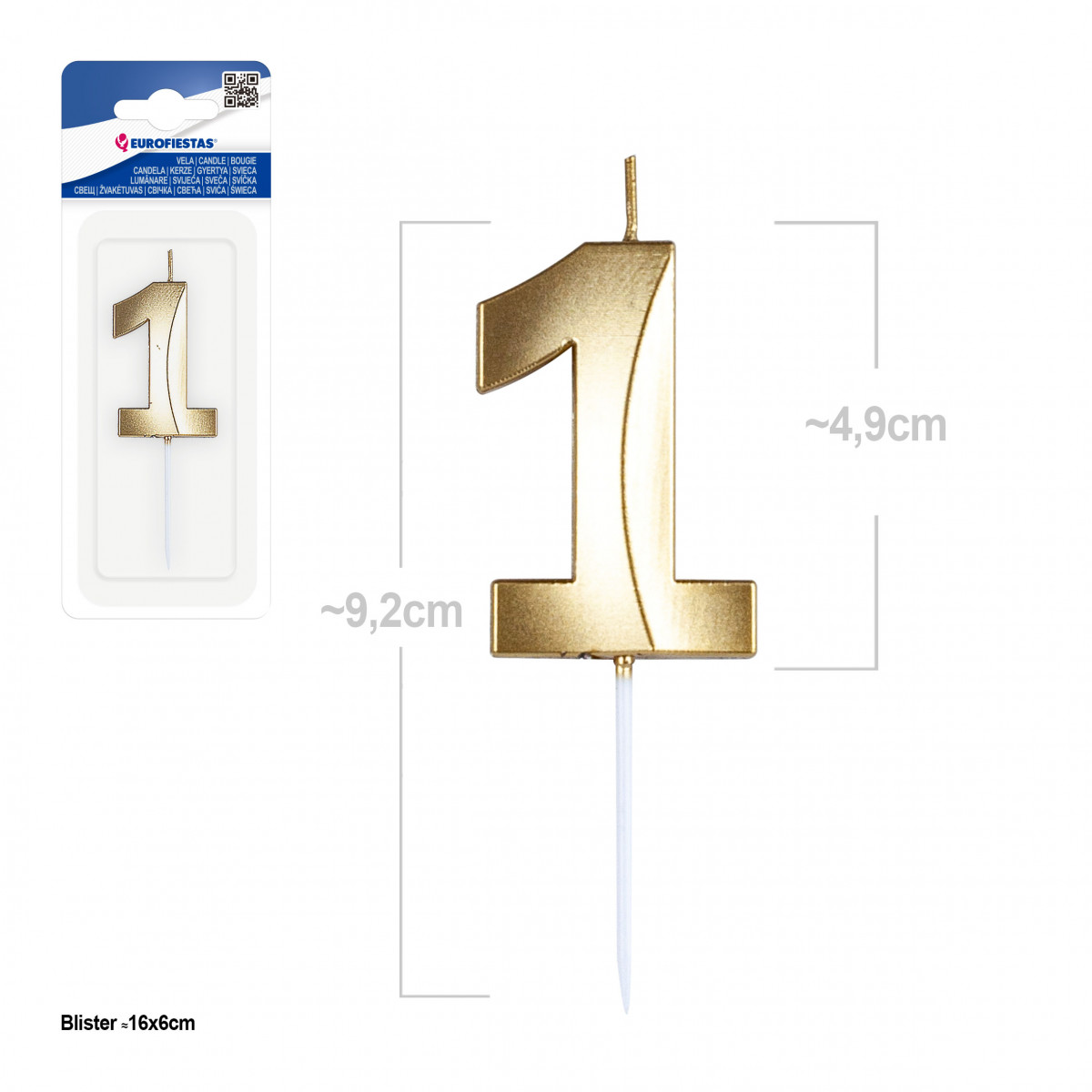 Bougie biseautée numéro 1 dorée