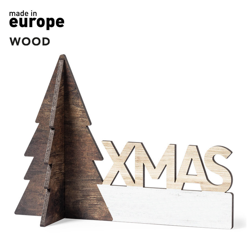 Décoration de Noël en bois bicolore pour table