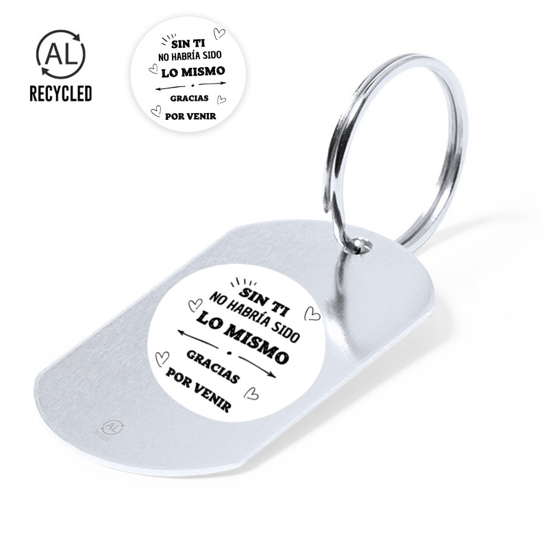 Porte clés personnalisé en aluminium recyclé pour plus de détails