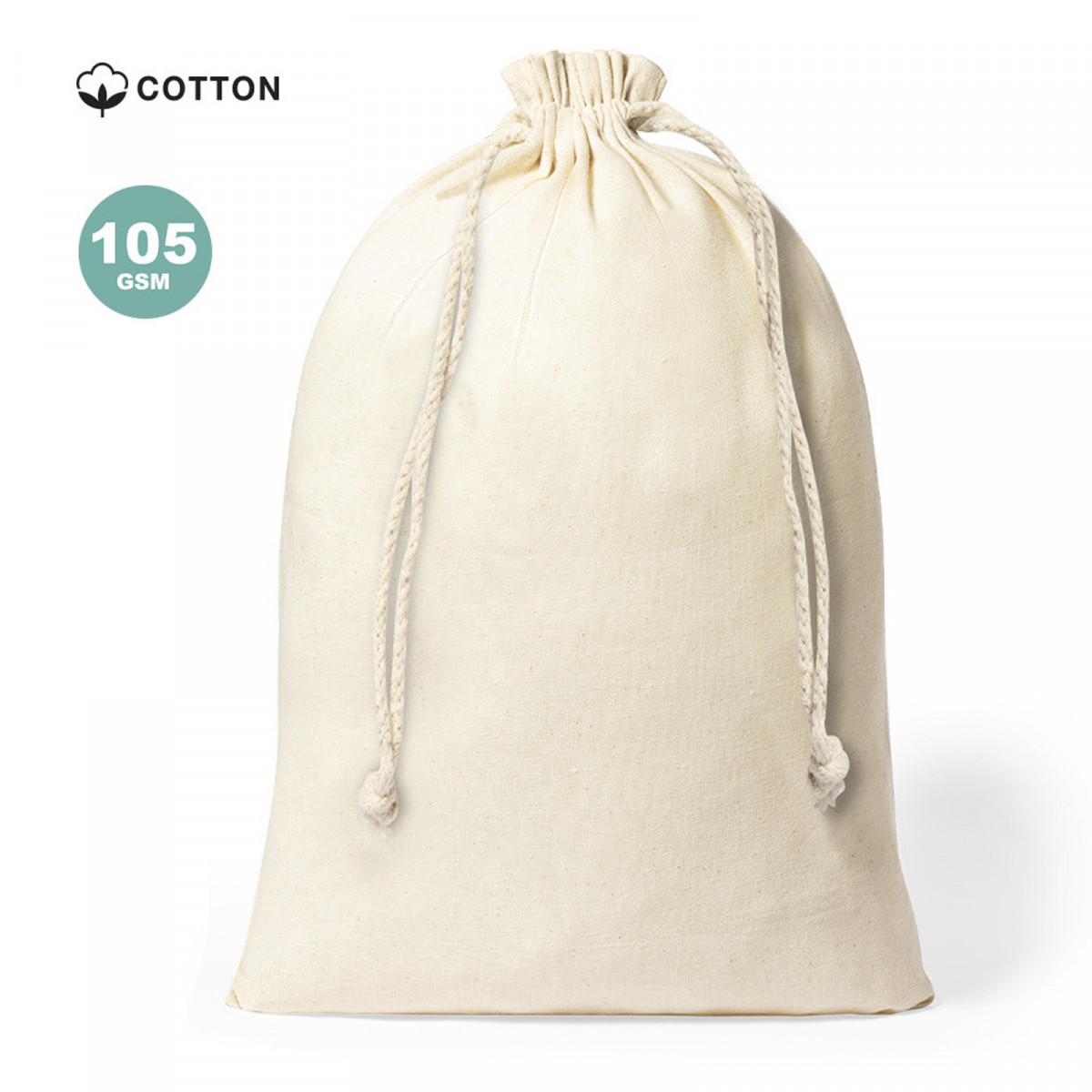 Sac 100% coton blanc taille 30x45 avec fermeture par cordon