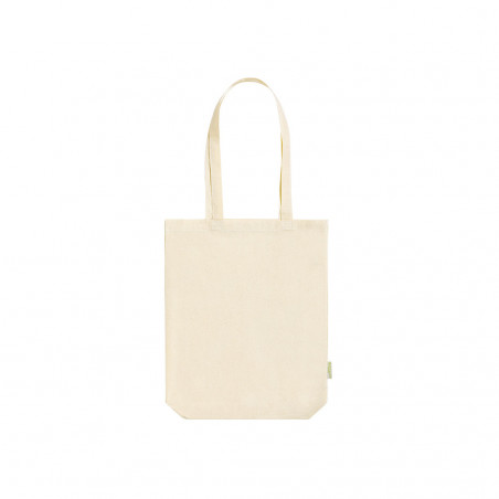 Sac en coton bio couleur naturelle avec anses longues à offrir en cadeau