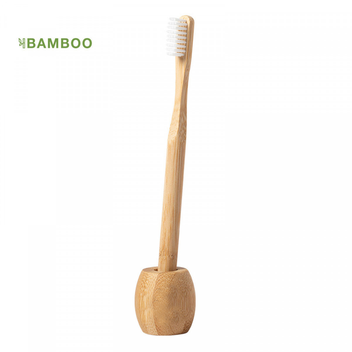 Brosse à dents en bambou avec support assorti