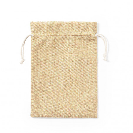 Bougie parfumée personnalisée présentée dans un sachet en tissu beige pour plus de détails