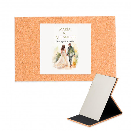 Miroir portable avec adhésif personnalisé 5 x 5 cm pour les détails du mariage