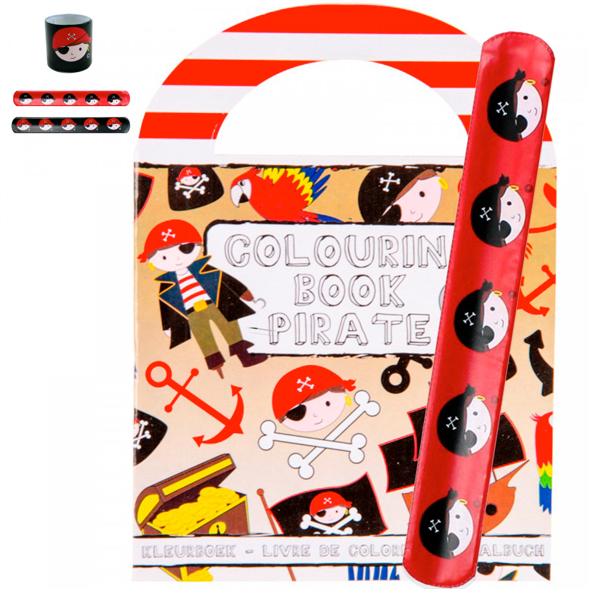 Livre de coloriage pirate avec autocollants et bracelet enroulable pour plus de détails