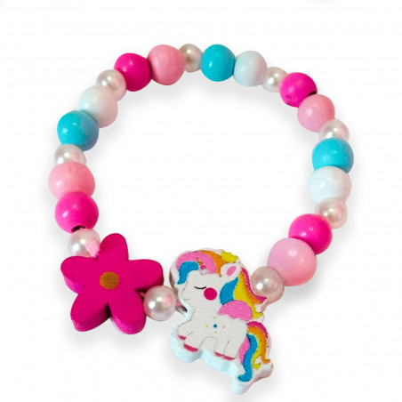 Bracelet licorne avec sucette dans une pochette organza personnalisée pour plus de détails