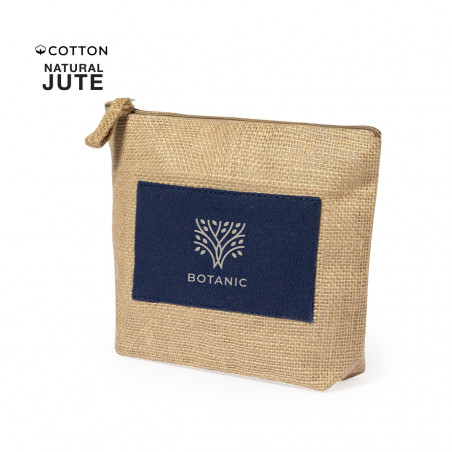 Trousse de toilette en jute marine dans une boîte personnalisée pour plus de détails