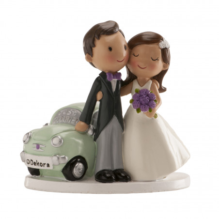 Figurine de mariage avec voiture