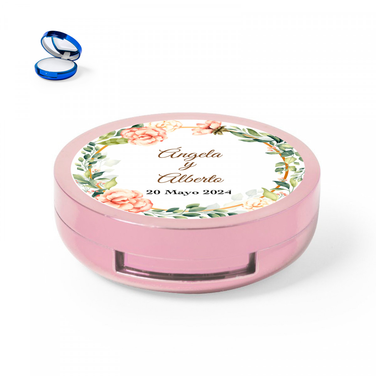 Baume à lèvres rose avec miroir personnalisé pour plus de détails