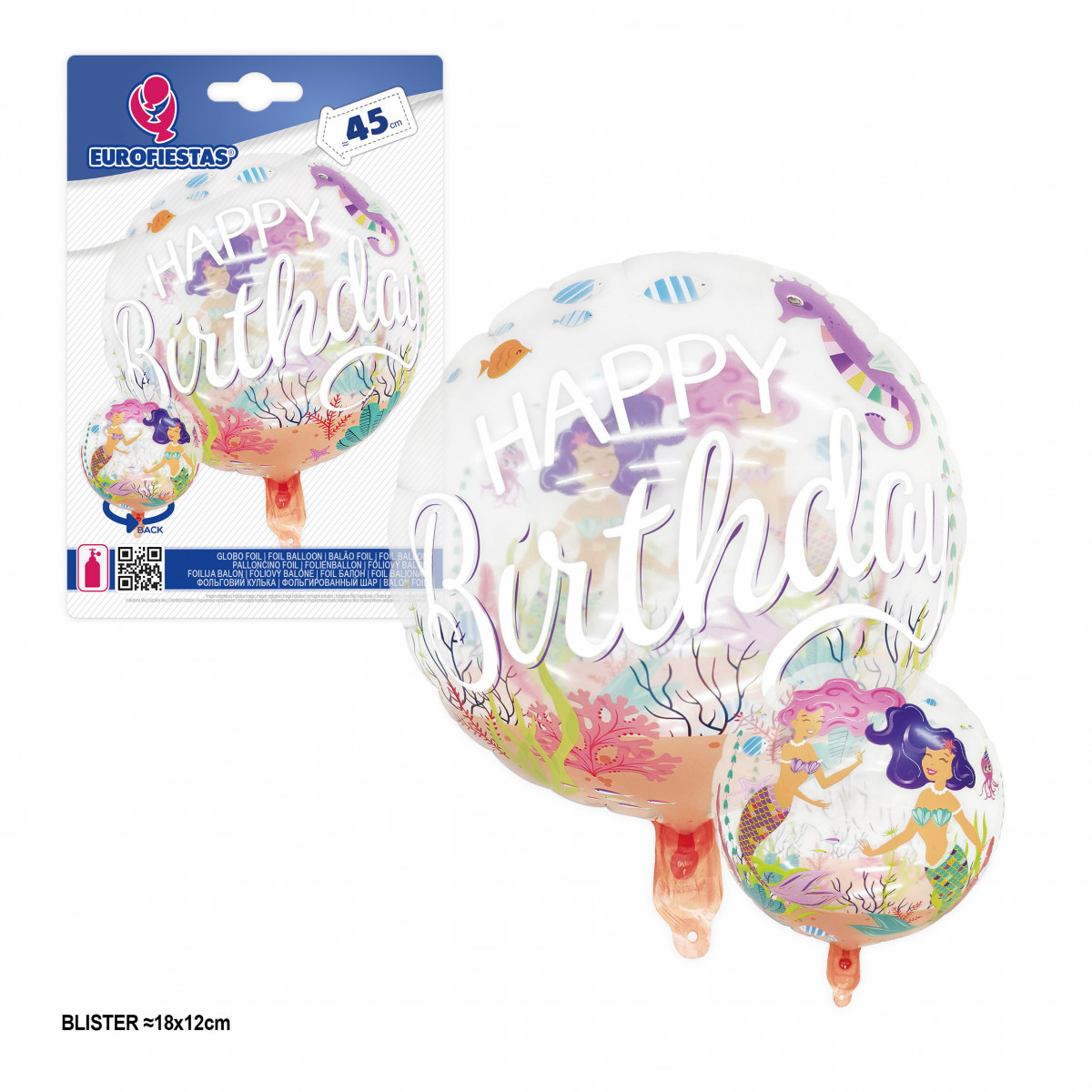 Ballon rond transparent pour anniversaire décoré de sirènes