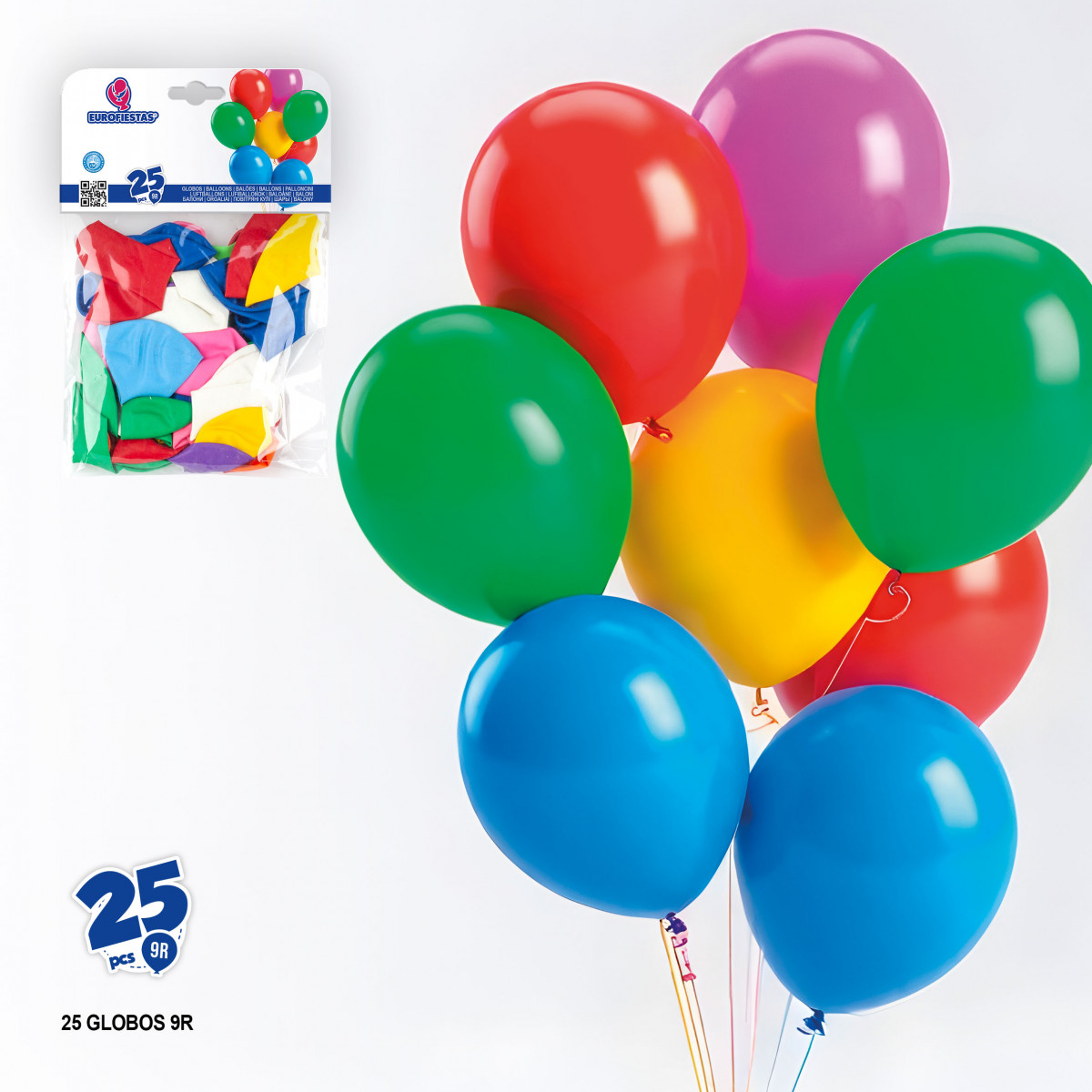 Ballons en latex de couleurs assorties en paquet de 25 unités