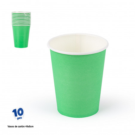 Gobelets jetables en carton vert en paquet de 10 unités